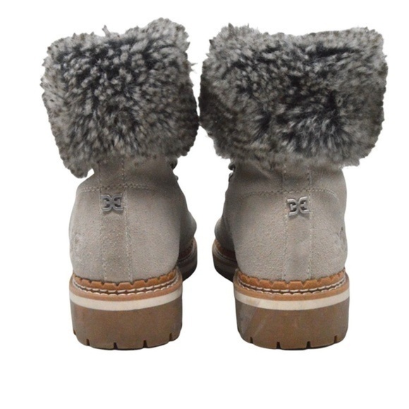 Sam Edelman Suede Bowen Boots, Faux Fur Top - Light Gray, Size 7-1/2 - Picture 14 of 15